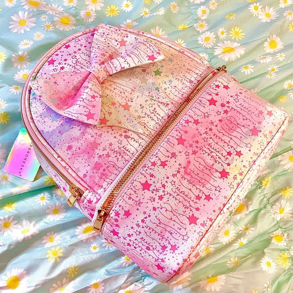 Pink Rainbow Stars & Ribbons Mini Backpack w/ Bow - Picture 9 of 9